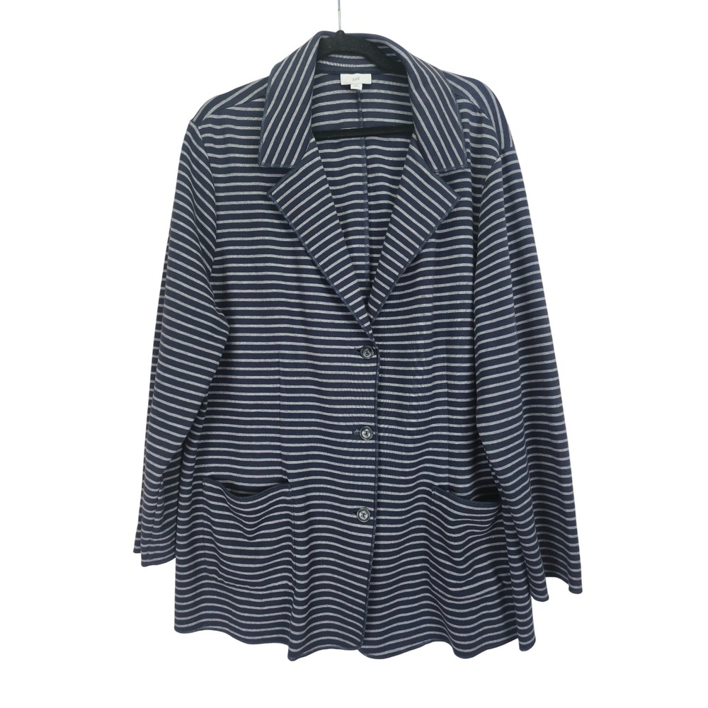 J. Jill Striped Knit Blazer Jacket Size 3X Nautical Corpcore Career Office Layer